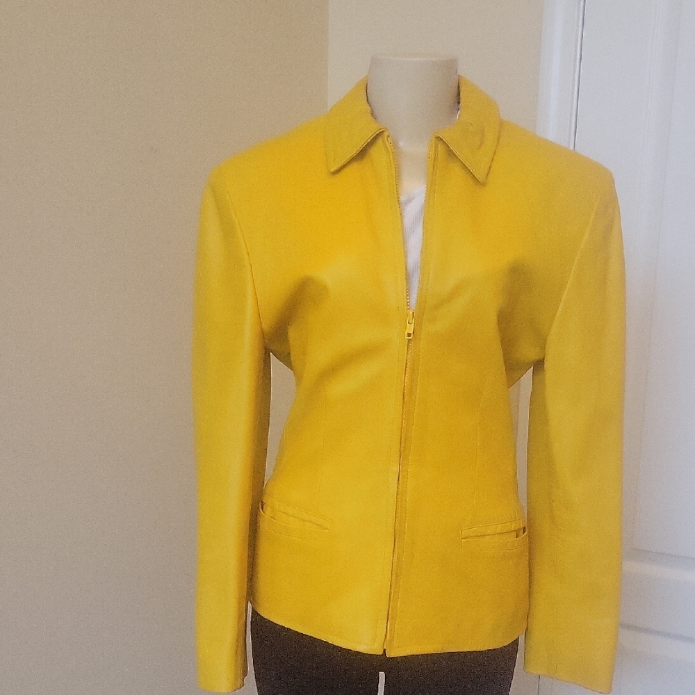 Vintage Yellow Leather Jacket